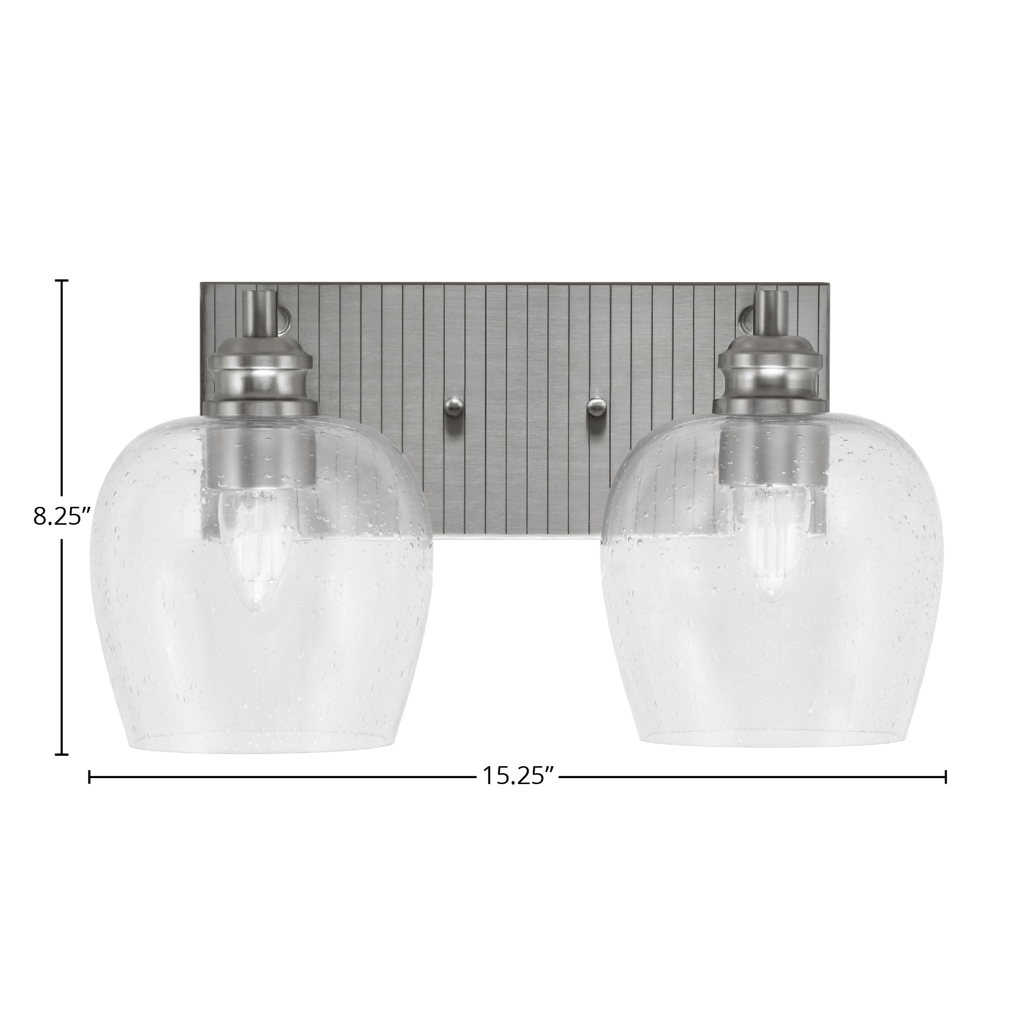 Edge Two Light Bath Bar in Brushed Nickel with 6" Clear Bubble Shade