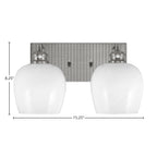 Edge Two Light Bath Bar in Brushed Nickel with 6" White Marble Shade