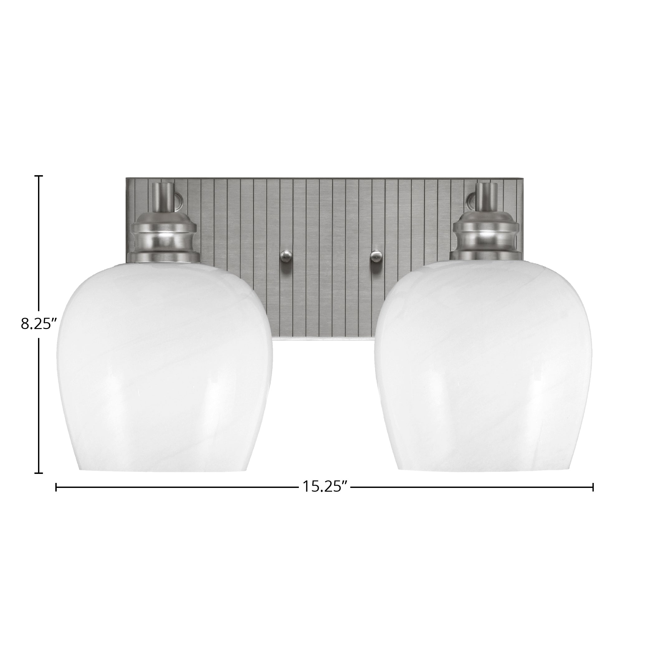 Edge Two Light Bath Bar in Brushed Nickel with 6" White Marble Shade