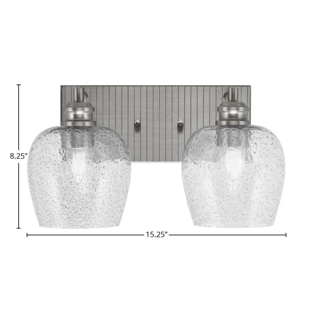 Edge Two Light Bath Bar in Brushed Nickel with 6" Smoke Bubble Shade