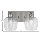 Edge Two Light Bath Bar in Brushed Nickel with 6" Smoke Bubble Shade