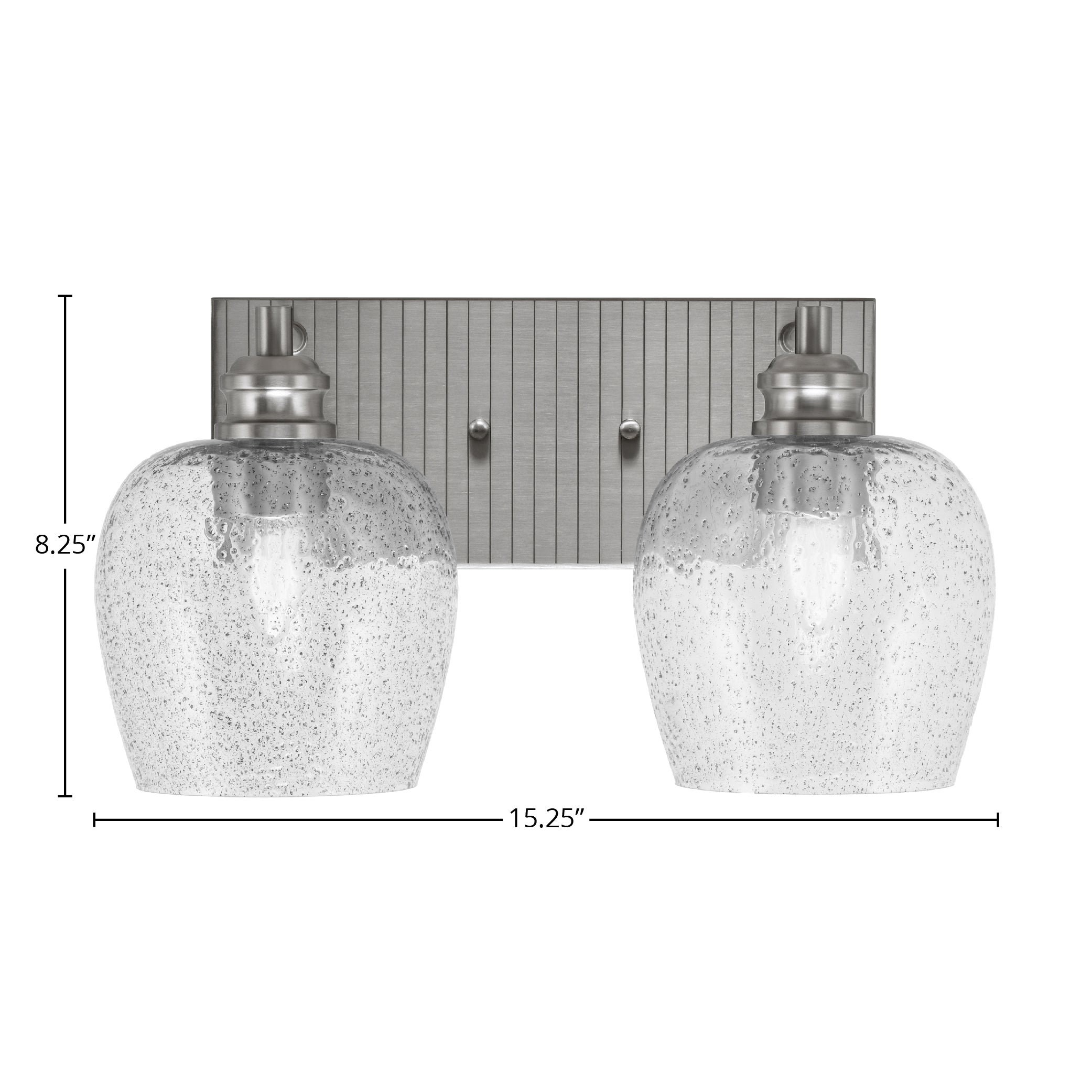 Edge Two Light Bath Bar in Brushed Nickel with 6" Smoke Bubble Shade