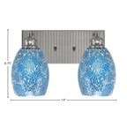 Edge Two Light Bath Bar in Brushed Nickel with 5" Turquoise Fusion Shade