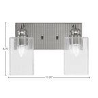 Edge Two Light Bath Bar in Brushed Nickel with 4" Clear Bubble Shade