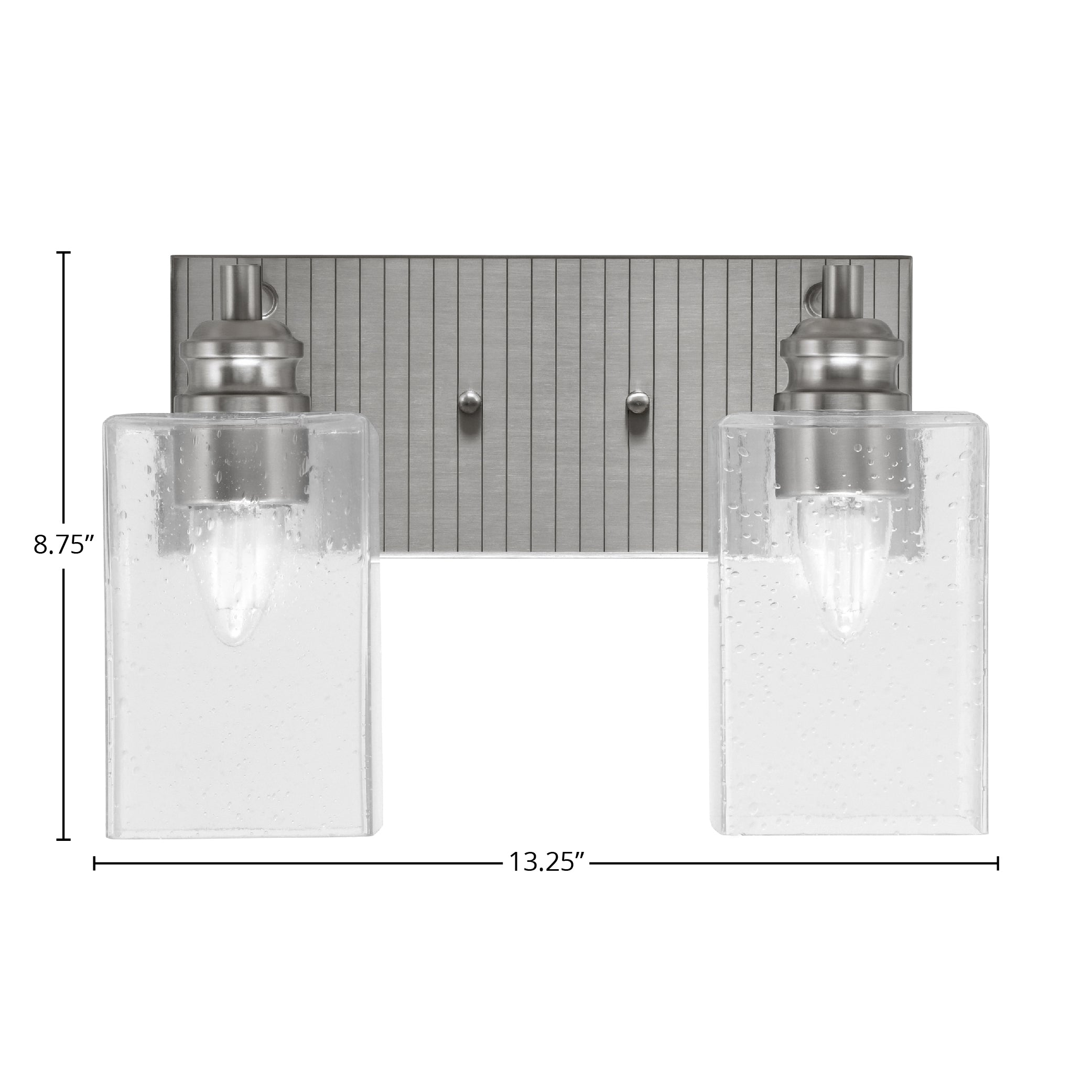 Edge Two Light Bath Bar in Brushed Nickel with 4" Clear Bubble Shade