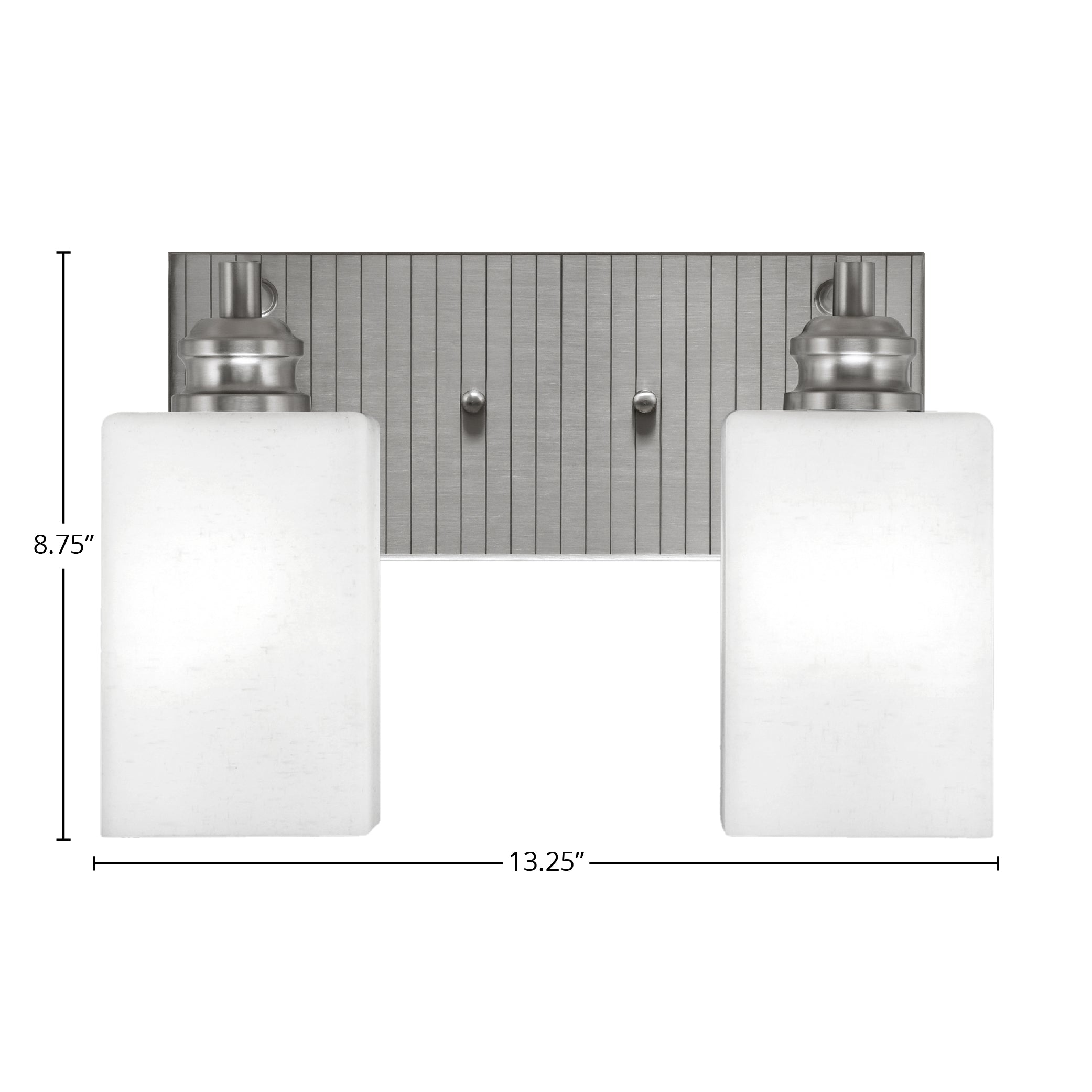Edge Two Light Bath Bar in Brushed Nickel with 4" White Muslin Shade