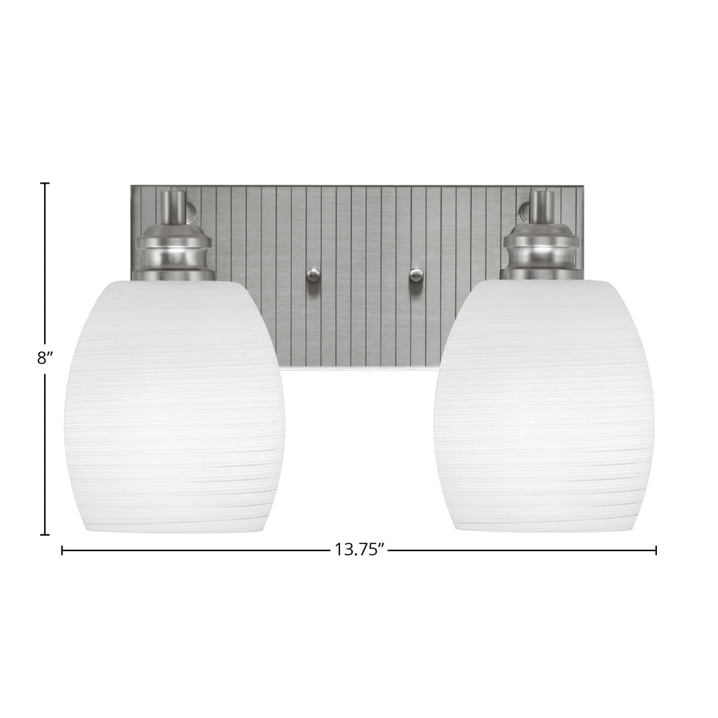 Edge Two Light Bath Bar in Brushed Nickel with 5" White Linen Shade
