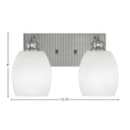 Edge Two Light Bath Bar in Brushed Nickel with 5" White Linen Shade