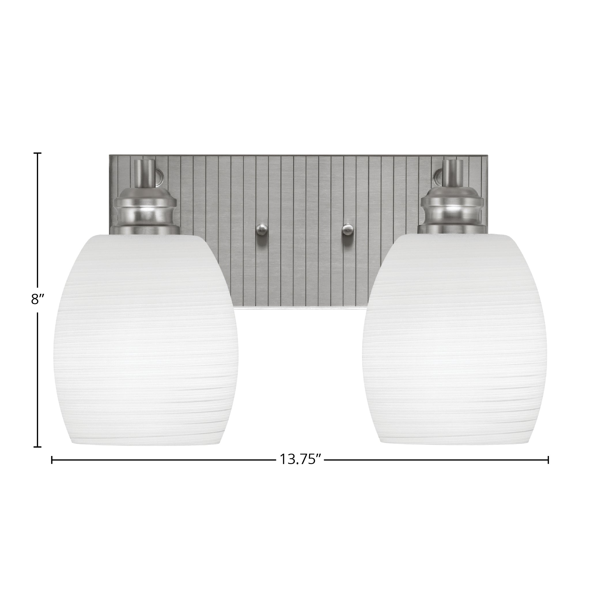 Edge Two Light Bath Bar in Brushed Nickel with 5" White Linen Shade