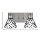 Edge Two Light Bath Bar in Brushed Nickel with 7" Diamond Ice Art Glass Shade