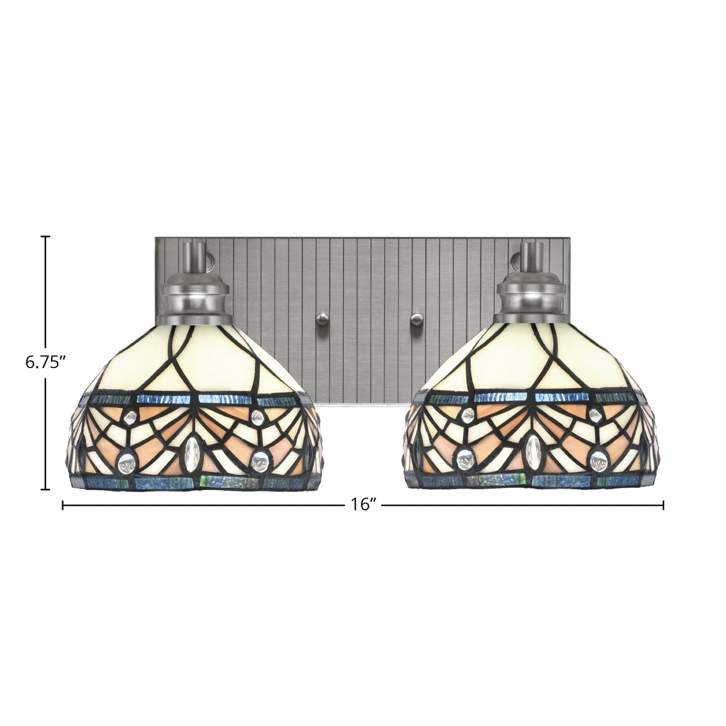 Edge Two Light Bath Bar in Brushed Nickel with 7" Royal Merlot Art Glass Shade