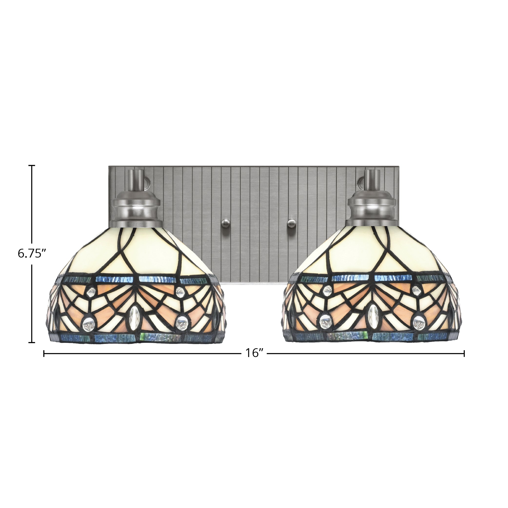 Edge Two Light Bath Bar in Brushed Nickel with 7" Royal Merlot Art Glass Shade
