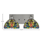 Edge Two Light Bath Bar in Brushed Nickel with 7" Kaleidoscope Art Glass Shade