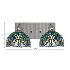 Edge Two Light Bath Bar in Brushed Nickel with 7" Turquoise Cypress Art Glass Shade