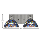 Edge Two Light Bath Bar in Brushed Nickel with 7" Blue Mosaic Art Glass Shade