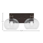 Edge Two Light Bath Bar in Espresso with 7" Clear Bubble Shade