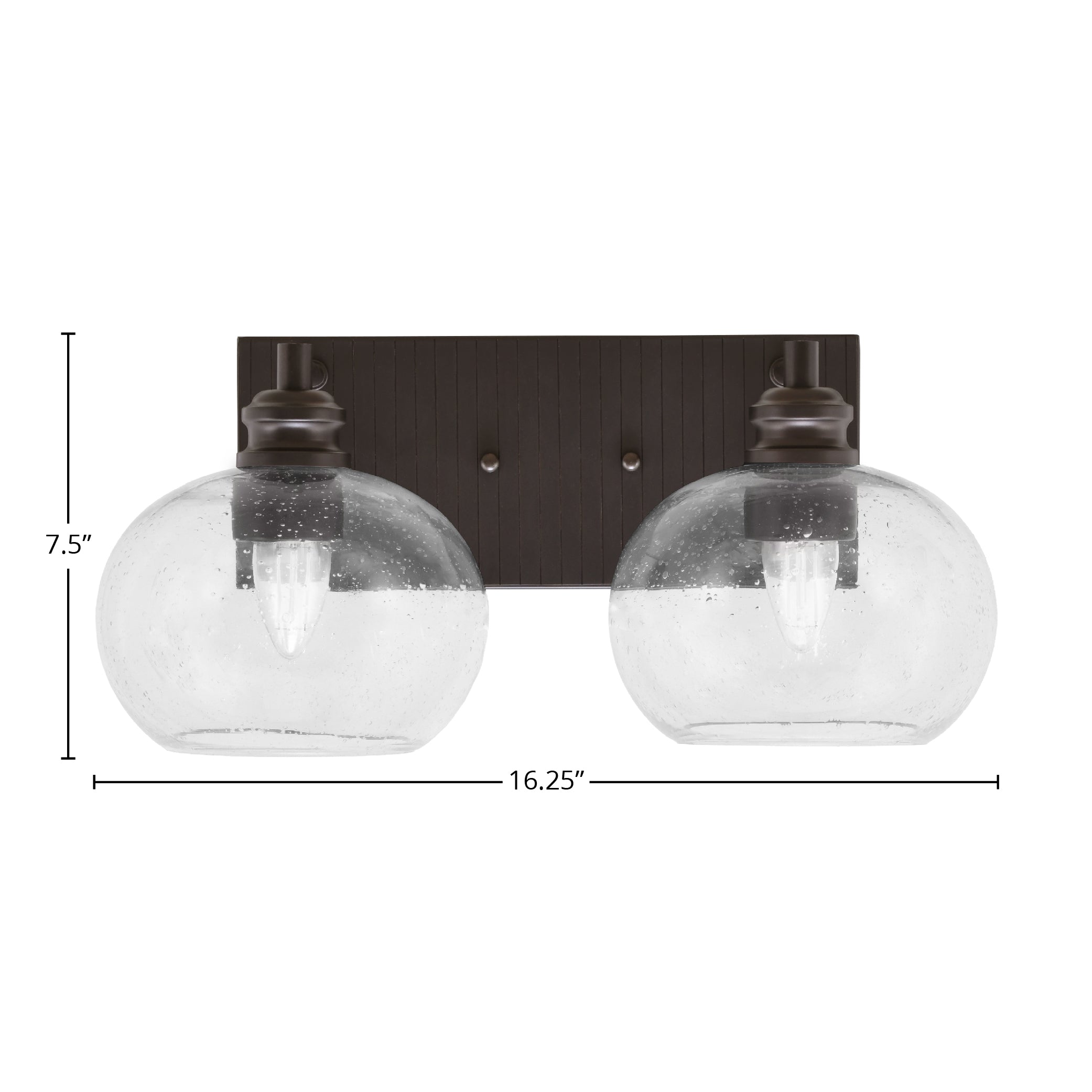 Edge Two Light Bath Bar in Espresso with 7" Clear Bubble Shade