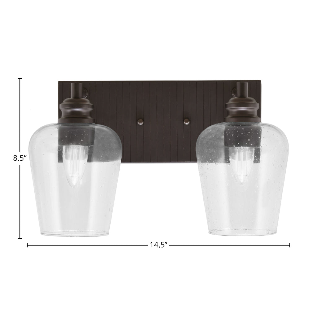 Edge Two Light Bath Bar in Espresso with 5" Clear Bubble Shade