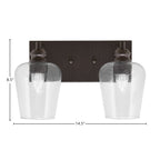 Edge Two Light Bath Bar in Espresso with 5" Clear Bubble Shade