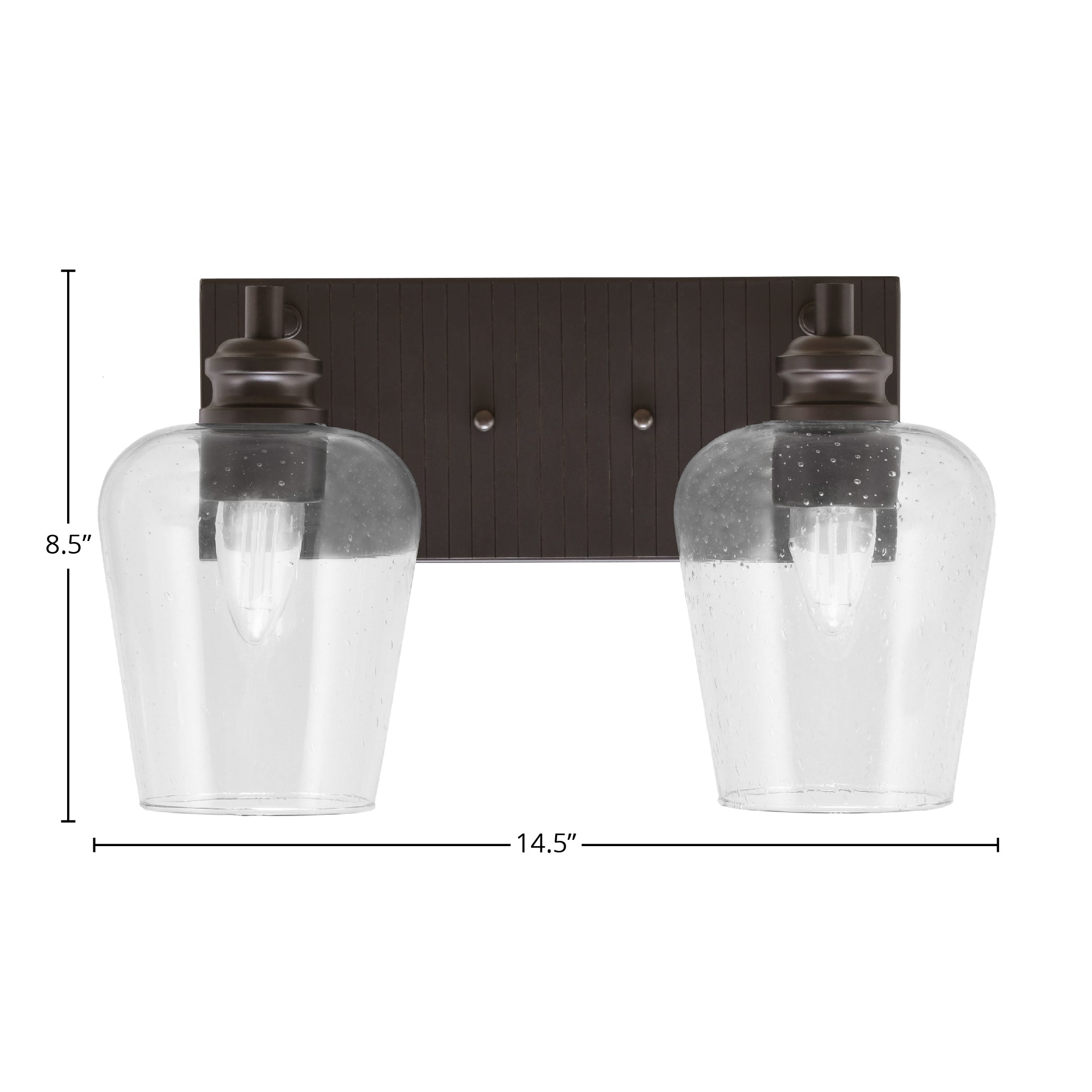 Edge Two Light Bath Bar in Espresso with 5" Clear Bubble Shade