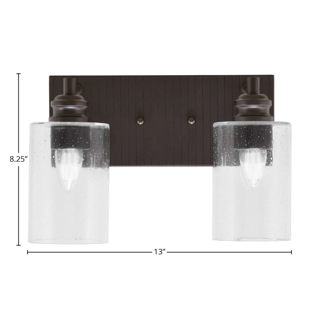 Edge Two Light Bath Bar in Espresso with 4" Clear Bubble Shade