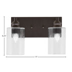 Edge Two Light Bath Bar in Espresso with 4" Clear Bubble Shade