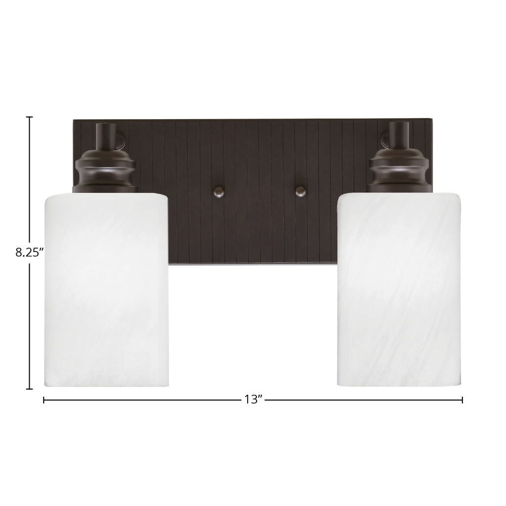 Edge Two Light Bath Bar in Espresso with 4" White Marble Shade