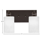 Edge Two Light Bath Bar in Espresso with 4" White Marble Shade
