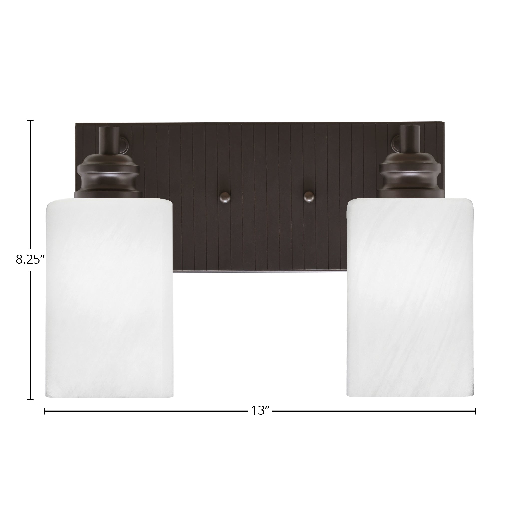 Edge Two Light Bath Bar in Espresso with 4" White Marble Shade