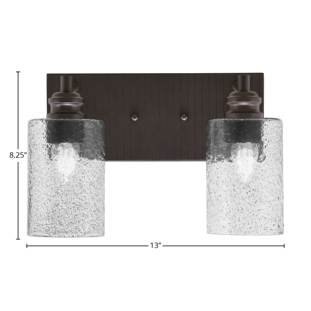 Edge Two Light Bath Bar in Espresso with 4" Smoke Bubble Shade