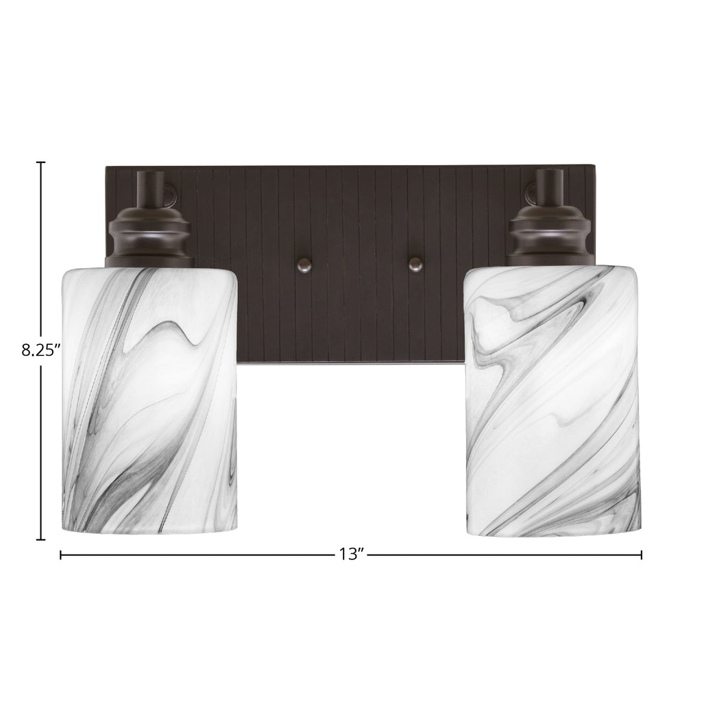Edge Two Light Bath Bar in Espresso with 4" Onyx Swirl Shade