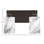 Edge Two Light Bath Bar in Espresso with 4" Onyx Swirl Shade