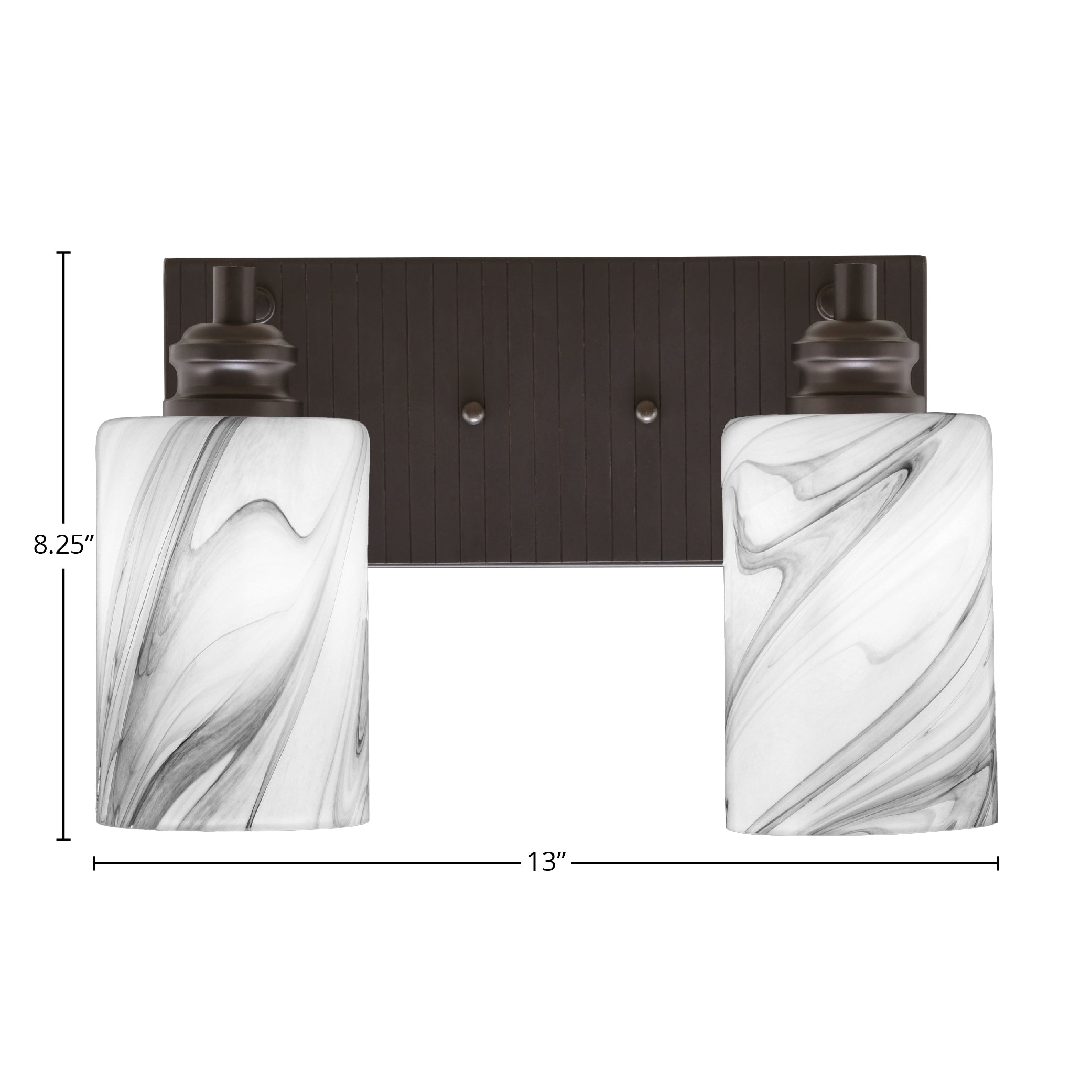 Edge Two Light Bath Bar in Espresso with 4" Onyx Swirl Shade
