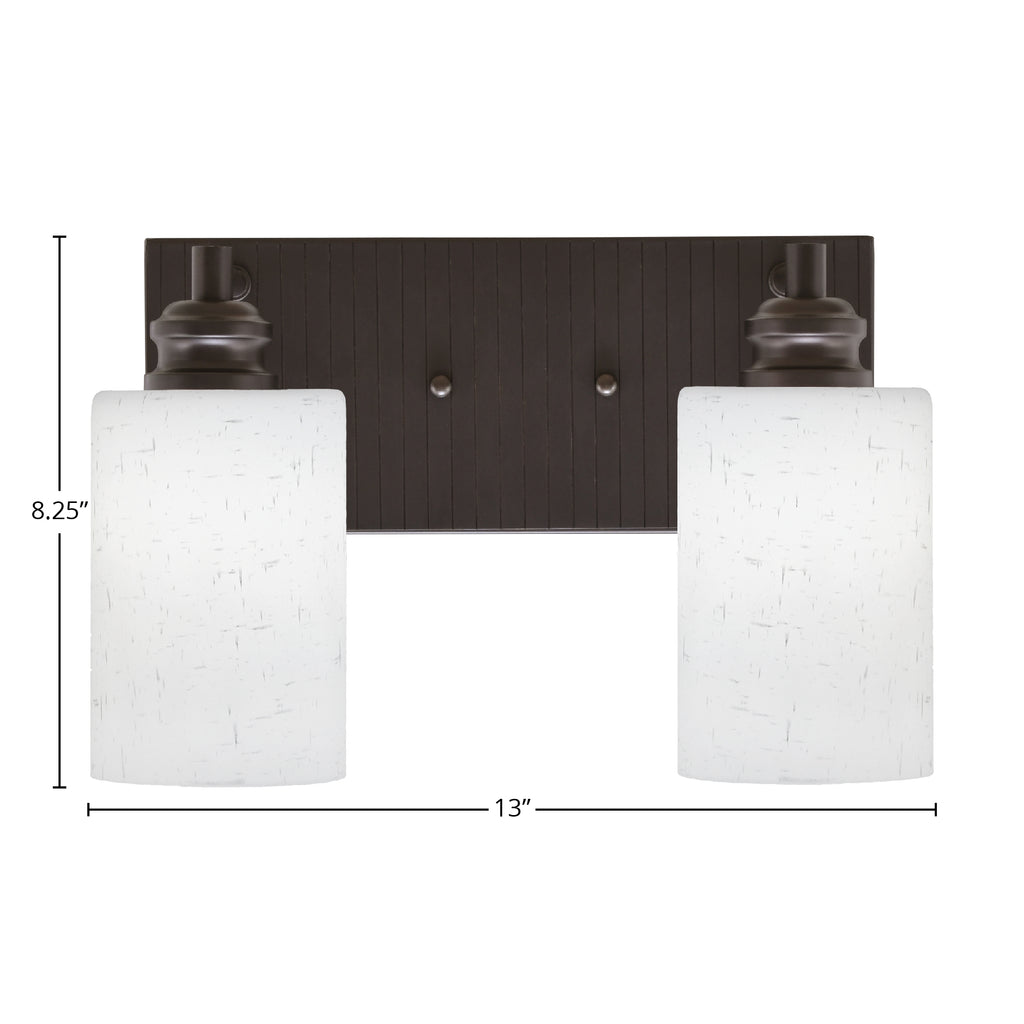 Edge Two Light Bath Bar in Espresso with 4" White Muslin Shade