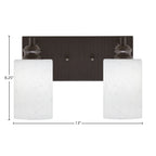 Edge Two Light Bath Bar in Espresso with 4" White Muslin Shade