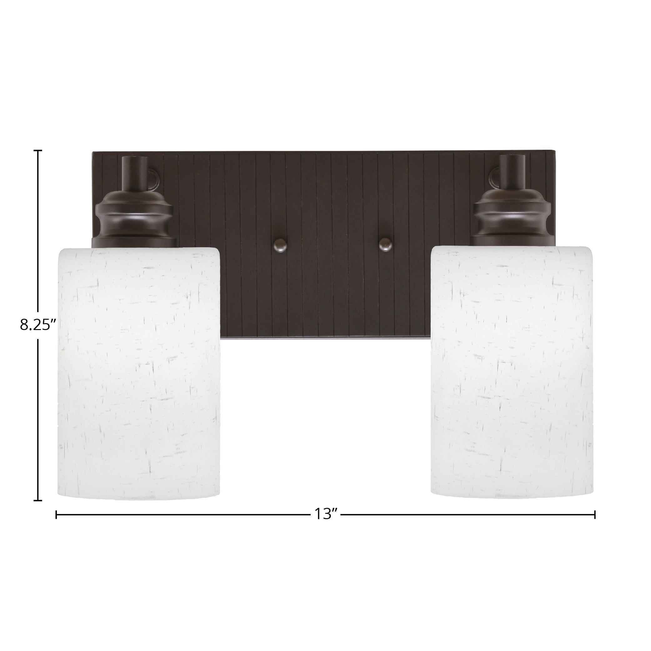 Edge Two Light Bath Bar in Espresso with 4" White Muslin Shade