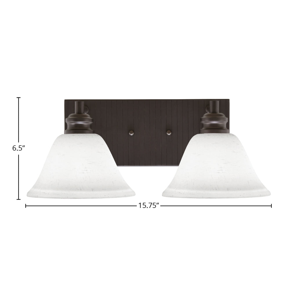 Edge Two Light Bath Bar in Espresso with 7" White Muslin Shade