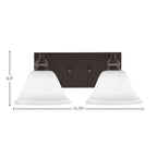 Edge Two Light Bath Bar in Espresso with 7" White Muslin Shade