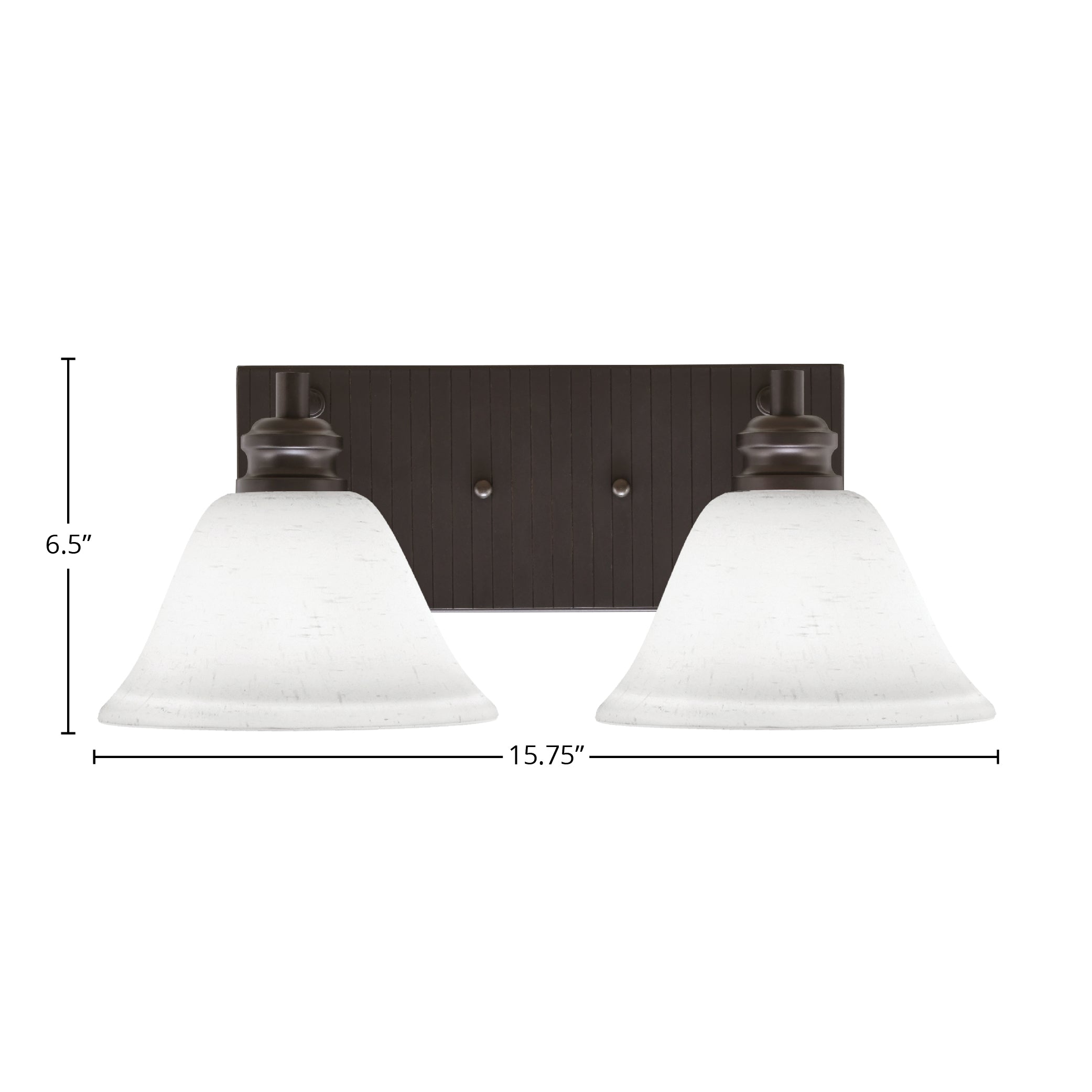 Edge Two Light Bath Bar in Espresso with 7" White Muslin Shade