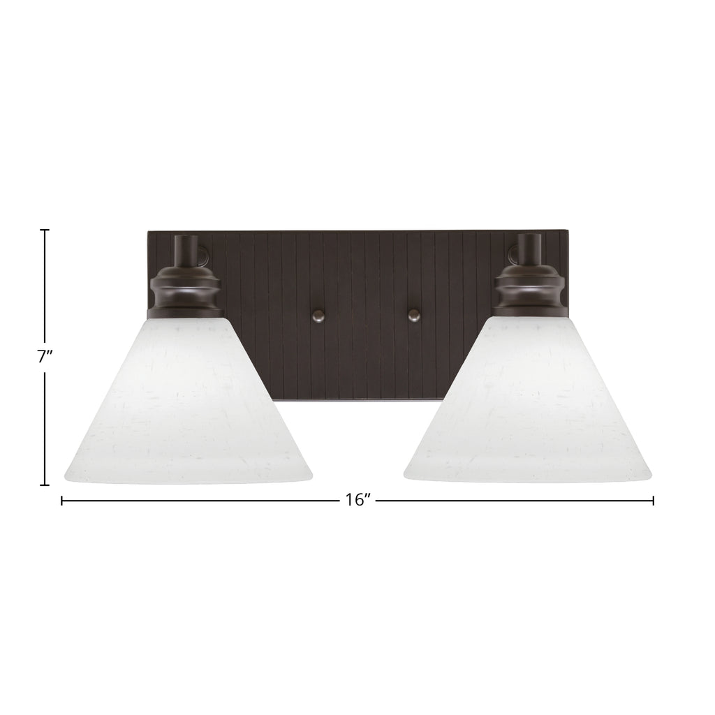 Edge Two Light Bath Bar in Espresso with 7" White Muslin Shade