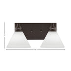 Edge Two Light Bath Bar in Espresso with 7" White Muslin Shade