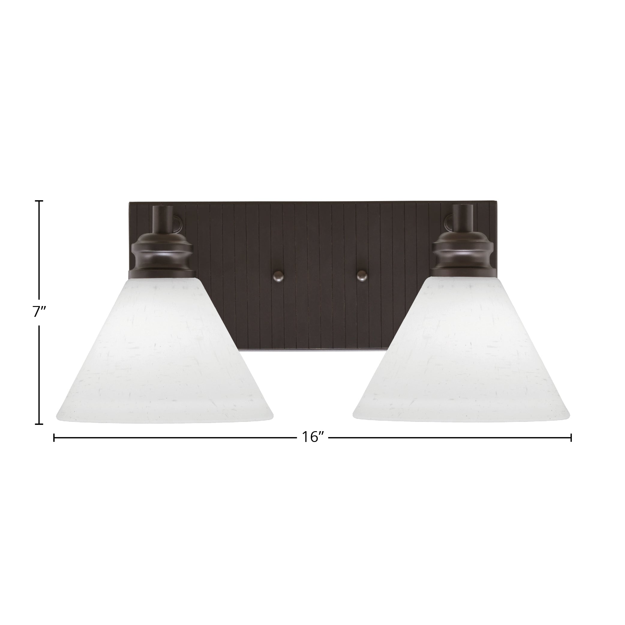 Edge Two Light Bath Bar in Espresso with 7" White Muslin Shade