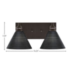 Edge Two Light Bath Bar in Espresso with 7" Black Matrix Shade