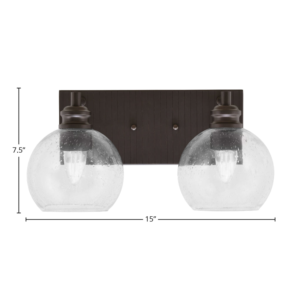 Edge Two Light Bath Bar in Espresso with 5.75" Clear Bubble Shade