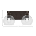 Edge Two Light Bath Bar in Espresso with 5.75" Clear Bubble Shade