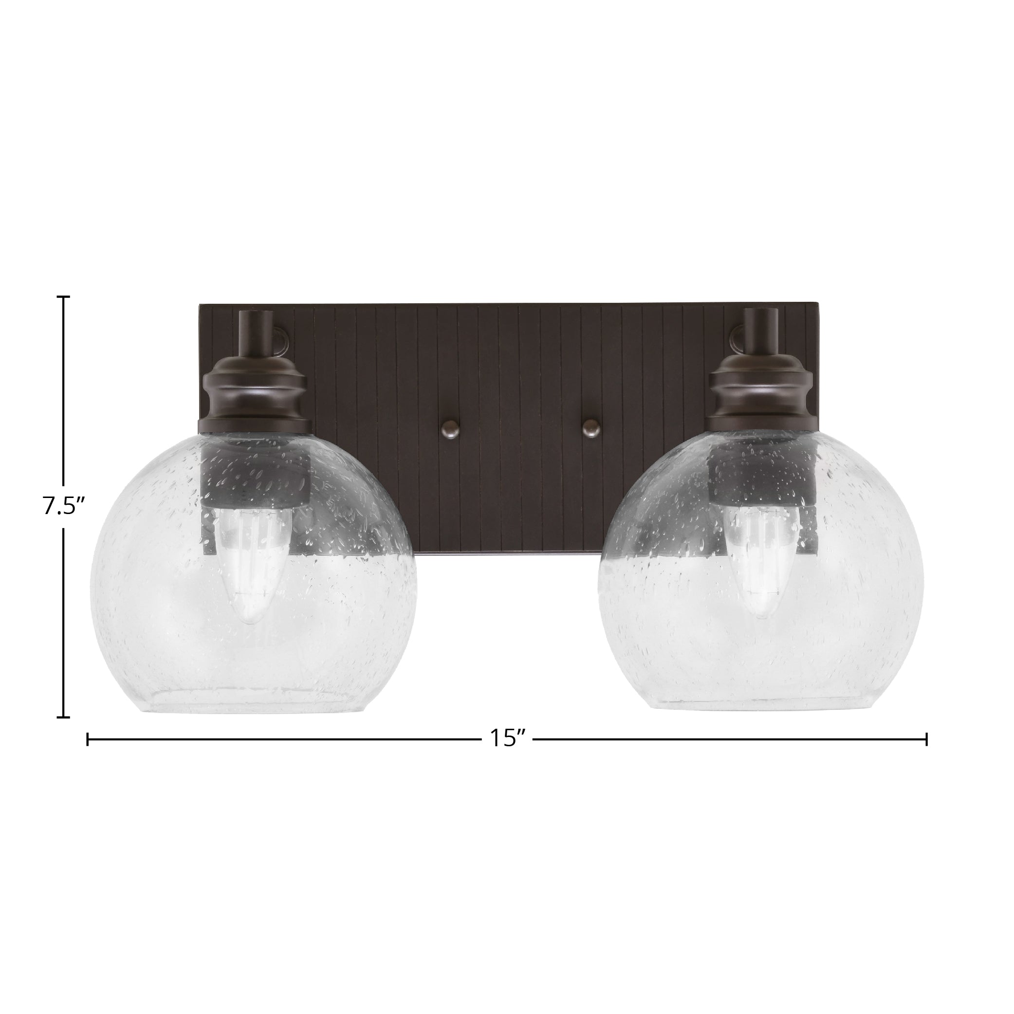 Edge Two Light Bath Bar in Espresso with 5.75" Clear Bubble Shade
