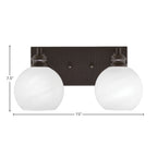 Edge Two Light Bath Bar in Espresso with 5.75" White Marble Shade