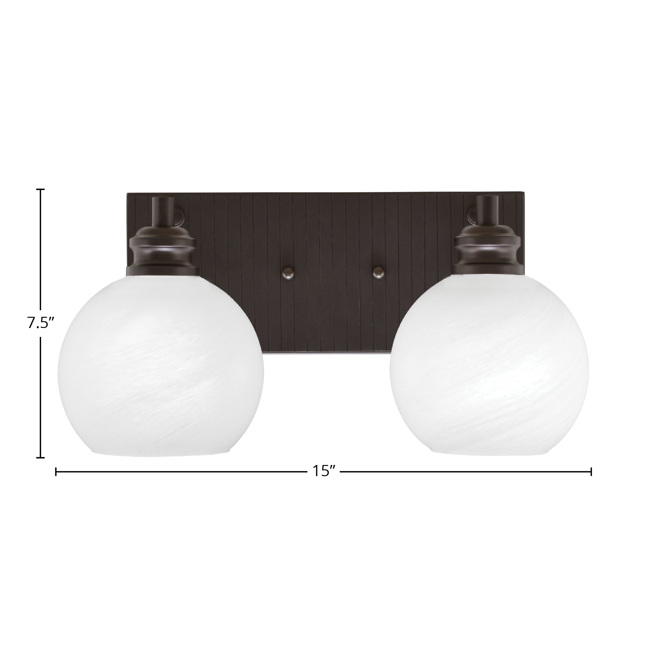 Edge Two Light Bath Bar in Espresso with 5.75" White Marble Shade