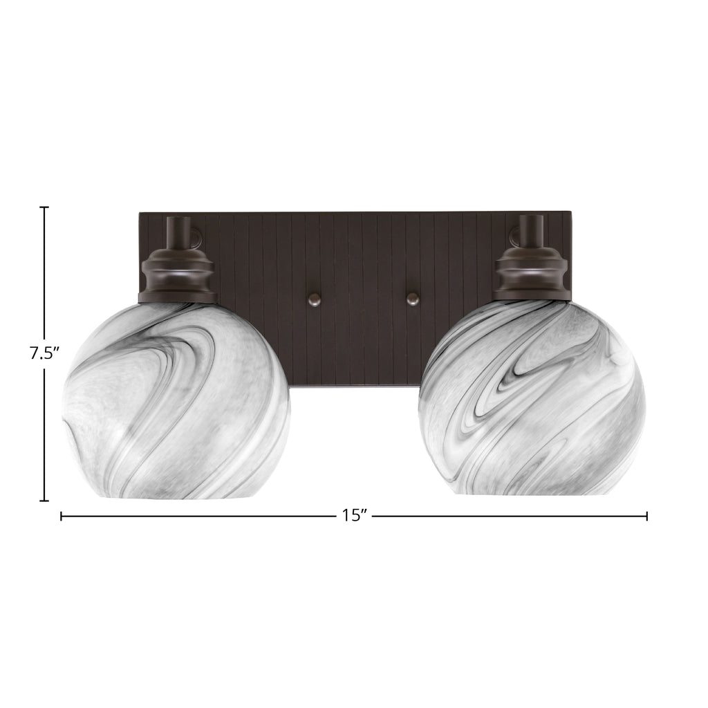 Edge Two Light Bath Bar in Espresso with 5.75" Onyx Swirl Shade