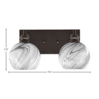 Edge Two Light Bath Bar in Espresso with 5.75" Onyx Swirl Shade